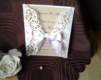 Make wedding invitation or christening lace vintage chic to customize theme invitation