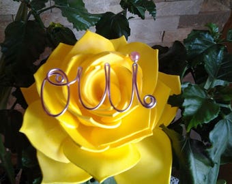 "Yes" in aluminum wire for pillow or other large rose wedding deco foam