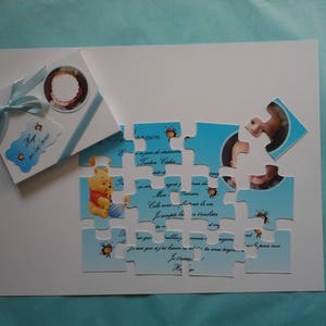 Carte puzzle pour annoncer une naissance, un baptême, un mariage ou tout simplement offrir un petit mot