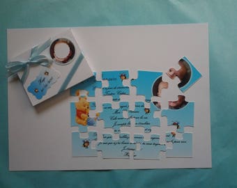 Carte puzzle pour annoncer une naissance, un baptême, un mariage ou tout simplement offrir un petit mot