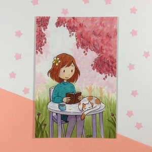 Sakura Frühlings-Lesepostkarte