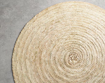 Round straw rug, round braided straw rug, round palm fiber rug, diameters 60 to 100 cm (23.6" to 47.2")