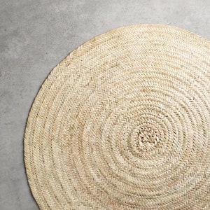 Round straw rug, round braided straw rug, round palm fiber rug, diameters 60 to 100 cm (23.6" to 47.2")