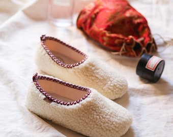 Winter slipper for women, slipper in sheepskin effect fabric, winter slippers for women in sheepskin fabric, 37 to 40 EU