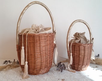 Jane Birkin bag, Jane Birkin basket, wicker handbag, round tote, Jane Birkin style wicker basket, summer bag, Jane Birkin tote, M/L.