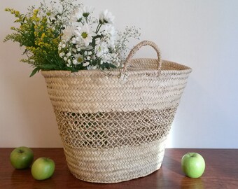Summer straw tote bag, straw handbag, summer straw basket, beach tote bag, size XL.