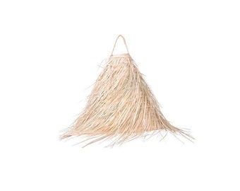 Frayed natural straw lampshade, boho straw pendant light, boho palm tree light fixture. Sizes S, M, L.