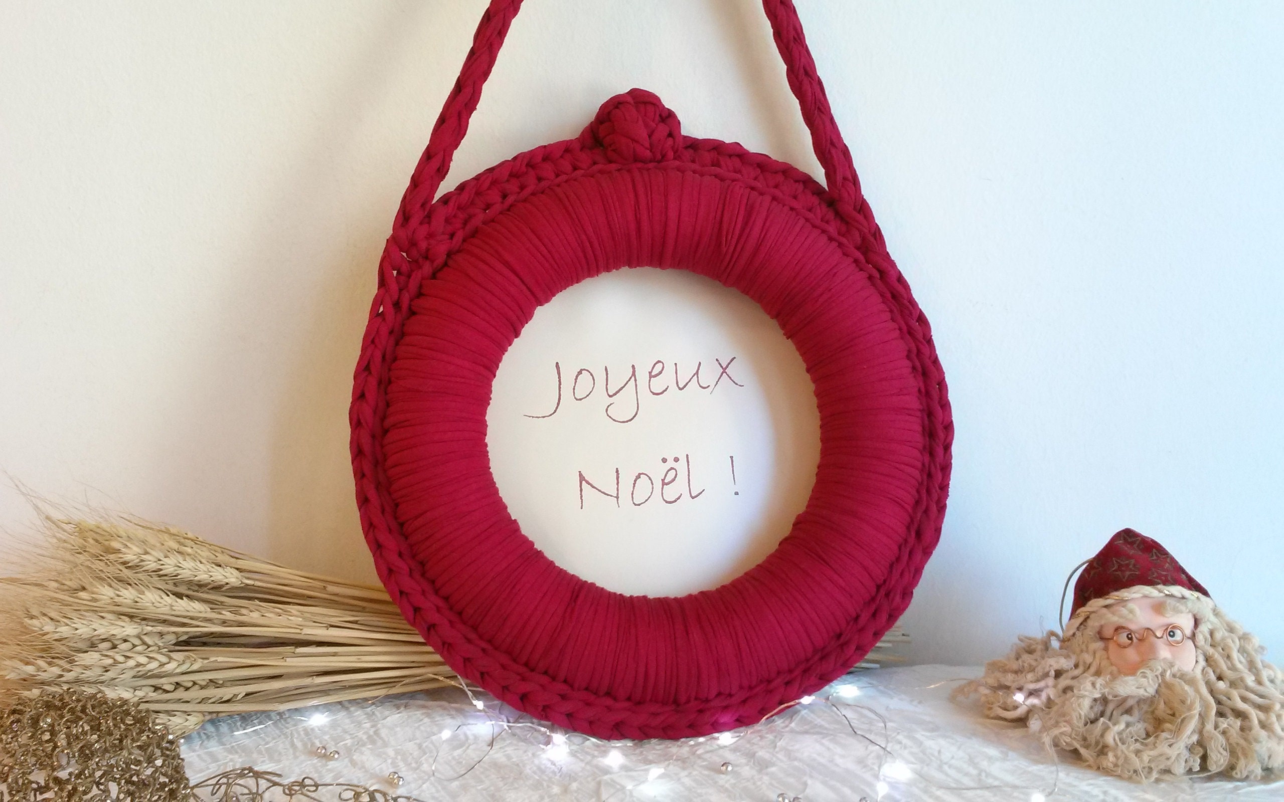 Couronne de Noël, Couronne Déco Noël à Suspendre, Porte Bonheur, Déco.