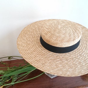 Canotier en paille naturelle, canotier paille, canotier provençal, chapeau de mariage de charme, chapeau d' été, chapeau de plage. image 4