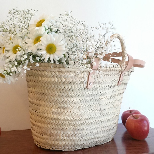 Tote bag, palm tree handbag, long leather handle tote bag, summer bag, market bag, straw tote, S, M, L, XL, XXL.