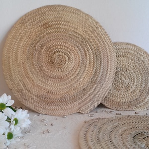 Natural straw placemat, straw coaster, natural woven straw placemat, 34 cm diameter (13.4&quot;)