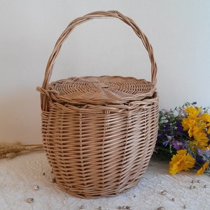 Jane Birkin bag, Jane Birkin basket, wicker handbag, round tote, Jane Birkin style wicker basket, summer bag, Jane Birkin tote, t. I image 8