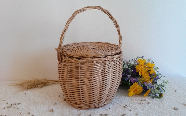 Jane Birkin bag, Jane Birkin basket, wicker handbag, round tote, Jane Birkin style wicker basket, summer bag, Jane Birkin tote, t. I image 8