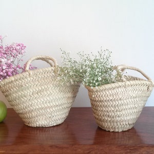 Wedding basket, small straw basket for wedding, straw basket for wedding, small basket for bridesmaid, size XS, S image 1