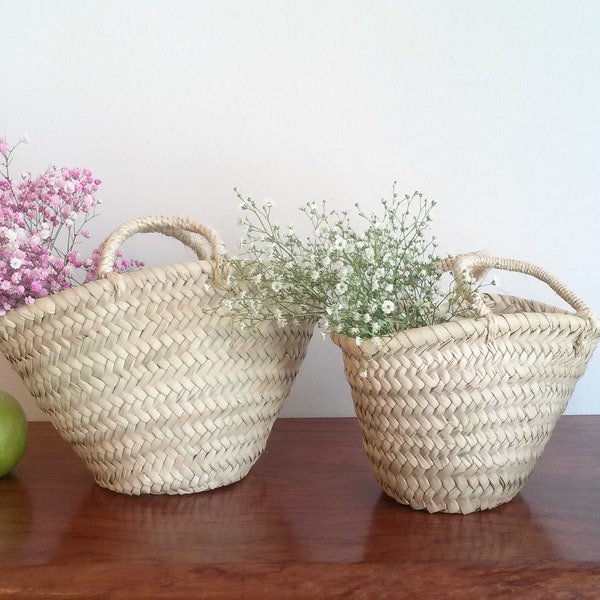 Panier de mariage, petit panier en paille pour mariage, panier en paille pour mariage, petit panier pour demoiselle d’ honneur, taille XS, S