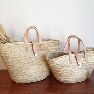 Straw summer tote bag, straw summer bag with short leather handles and buckle closure, summer tote bag, S, M, L, XL, XXL.