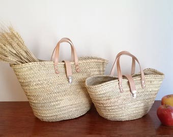 Straw summer tote bag, straw summer bag with short leather handles and buckle closure, summer tote bag, S, M, L, XL, XXL.