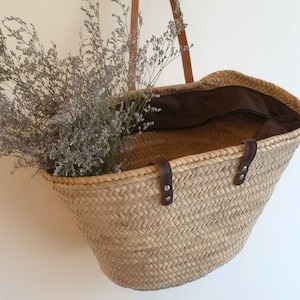 Summer tote bag, summer palm handbag with long leather handles, beach basket, summer bag, shopping tote, straw tote M, L, XL.