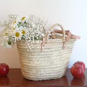 Tote bag, palm tree handbag, long leather handle tote bag, summer bag, market bag, straw tote, S, M, L, XL, XXL. image 4