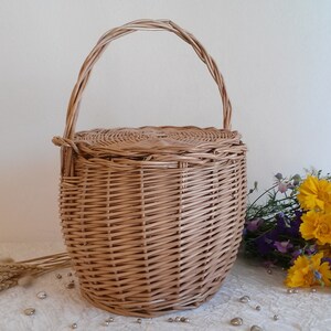 Jane Birkin bag, Jane Birkin basket, wicker handbag, round tote, Jane Birkin style wicker basket, summer bag, Jane Birkin tote, t. I image 7