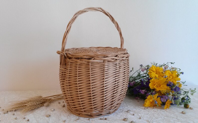 Jane Birkin bag, Jane Birkin basket, wicker handbag, round tote, Jane Birkin style wicker basket, summer bag, Jane Birkin tote, t. I image 7