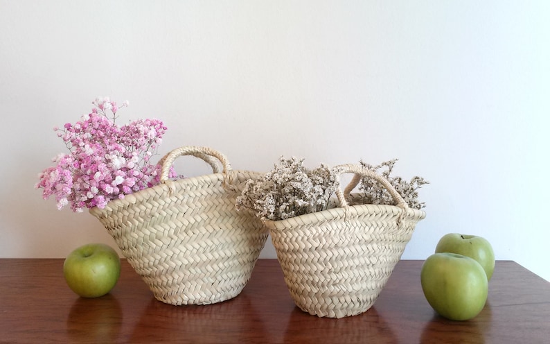 Wedding basket, small straw basket for wedding, straw basket for wedding, small basket for bridesmaid, size XS, S image 2