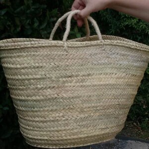 Palm tote bag, straw handbag, short palm handle tote bag, summer bag, market bag, straw tote, S, M, L, XL, XXL. image 9