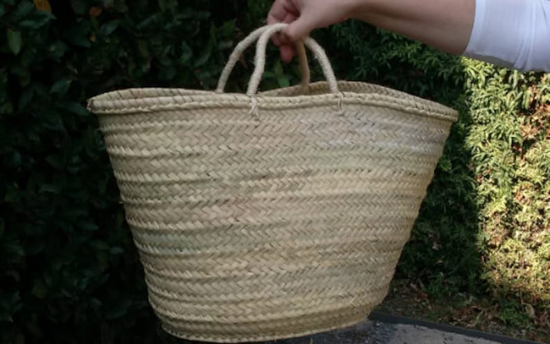 Palm tote bag, straw handbag, short palm handle tote bag, summer bag, market bag, straw tote, S, M, L, XL, XXL. image 9