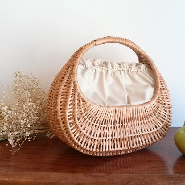 Wicker gondola bag, wicker basket, handbag, natural wicker bag, vintage bag, wicker bag with handle, S, M.
