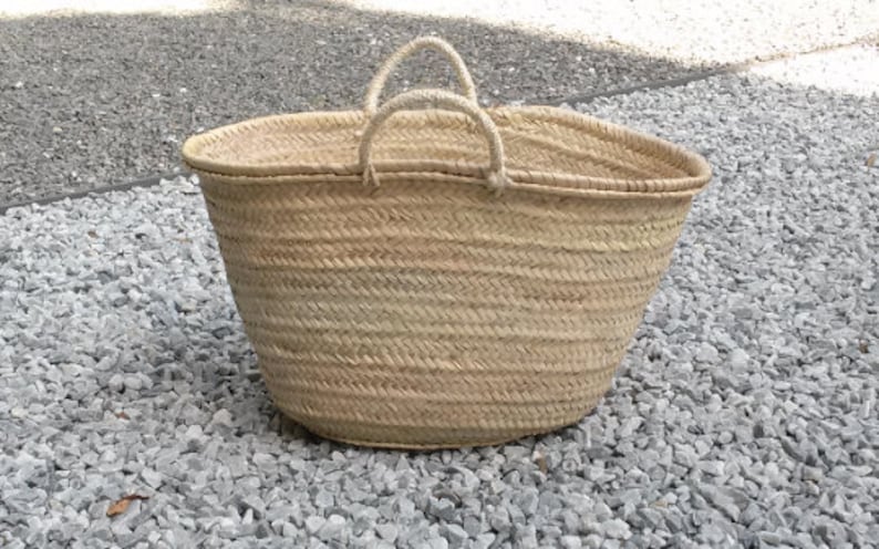 Palm tote bag, straw handbag, short palm handle tote bag, summer bag, market bag, straw tote, S, M, L, XL, XXL. image 1