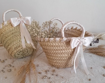 Wedding basket, small straw basket for wedding, bridesmaids basket, bridesmaids straw basket, XS, S.