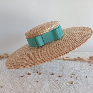 Natural straw boater, straw boater, Provencal boater, charming wedding hat, summer hat, beach hat.