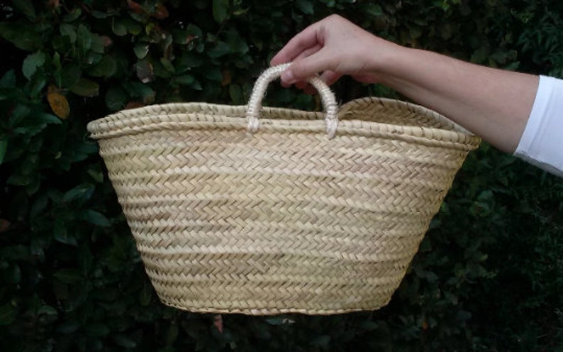 Palm tote bag, straw handbag, short palm handle tote bag, summer bag, market bag, straw tote, S, M, L, XL, XXL. image 5
