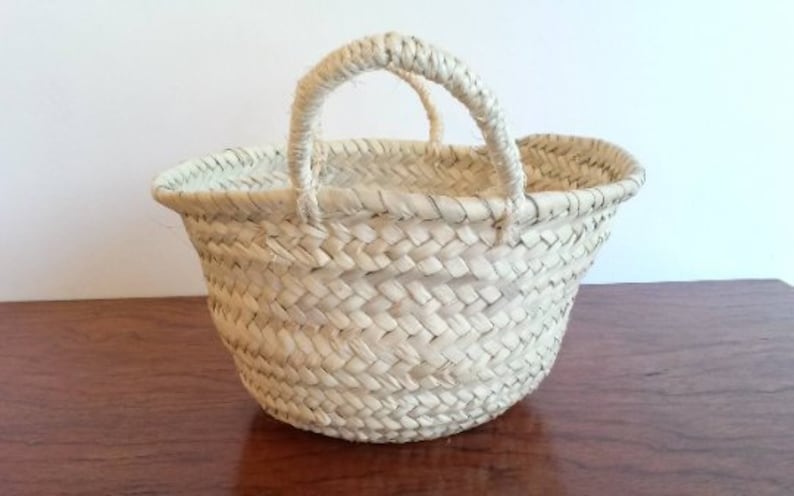 Wedding basket, small straw basket for wedding, straw basket for wedding, small basket for bridesmaid, size XS, S image 4