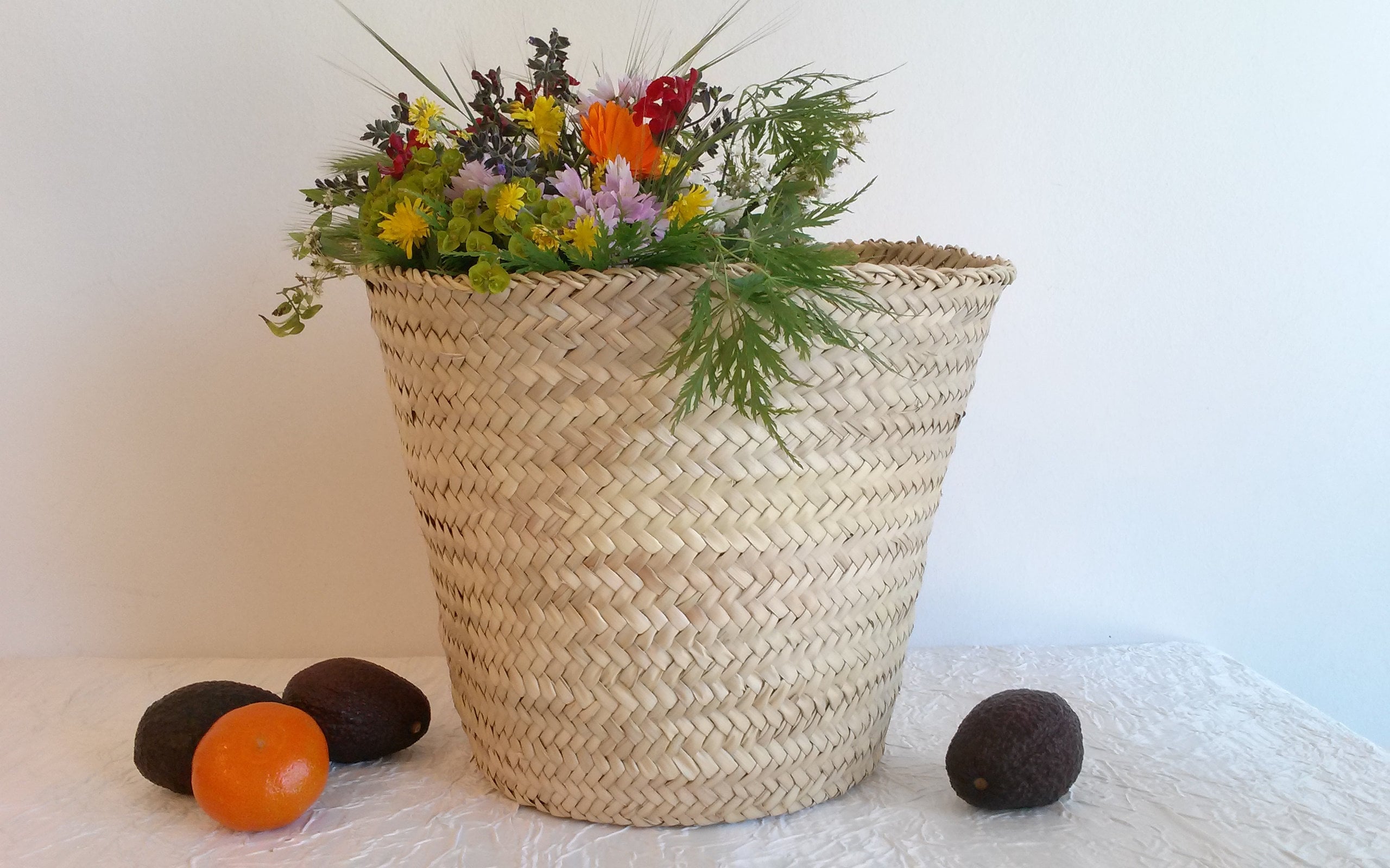 Corbeille en Paille, Cache-Pot Paille Tressé, Panier Déco Corbeille de Rangement, Xl.