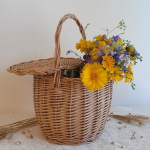 Jane Birkin bag, Jane Birkin basket, wicker handbag, round tote, Jane Birkin style wicker basket, summer bag, Jane Birkin tote, t. I image 5