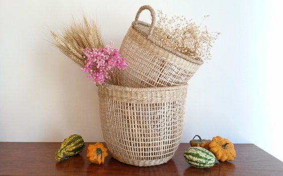 Panier rond en paille tresse corbeille d co en paille ajour