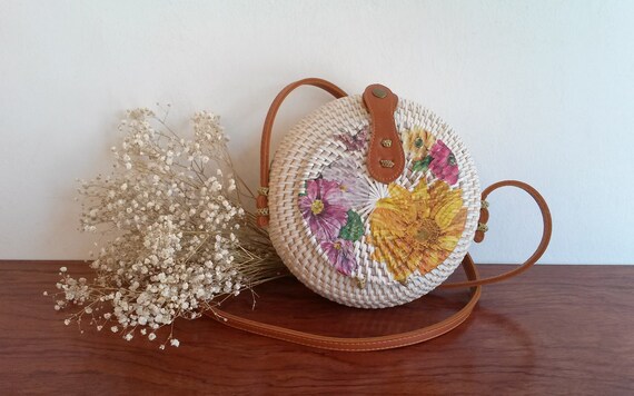 White round rattan bag cheap