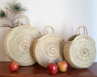 Round straw tote bag, straw handbag, round handbag, summer tote bag with short handles, round basket, straw tote, S/M/L/XL.