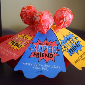 Super Hero Lollipop Valentine, You're A Super Friend, Children's Valentines, Kids Valentines, School Valentine, Classroom Valentine