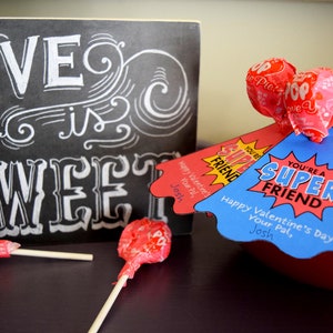 Super Hero Lollipop Valentine Tags