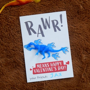 Dinosaur Valentine Card, Rawr Means Happy Valentine's Day, Children's Valentines, Kids Valentines, School Valentine, Classroom Valentine image 2
