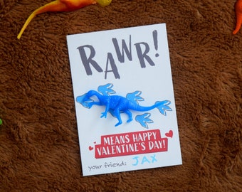 Dinosaur Valentine Card, Rawr! Means Happy Valentine's Day, Children's Valentines, Kids Valentines, School Valentine, Classroom Valentine