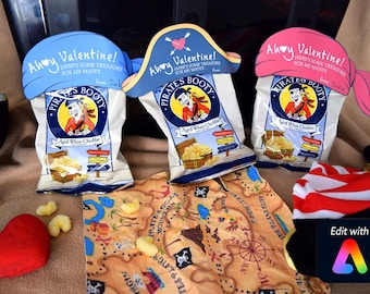 Pirate Food Valentine Tags, Ahoy Valentine!, Children's Valentines, Kids Valentines, School Valentine, Classroom Valentine