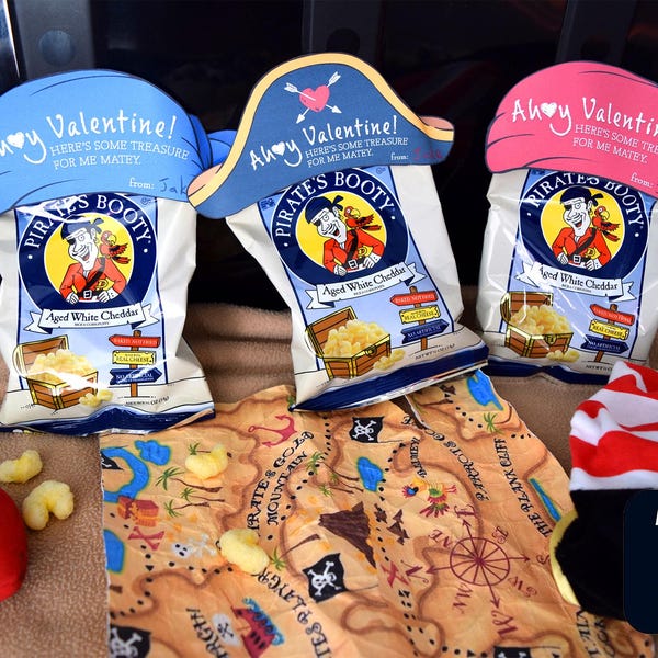 Pirate Food Valentine Tags, Ahoy Valentine!, Children's Valentines, Kids Valentines, School Valentine, Classroom Valentine