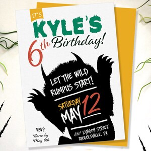 Wild Things, Let the Wild Rumpus Start, Themed Printable Birthday Party Invitation