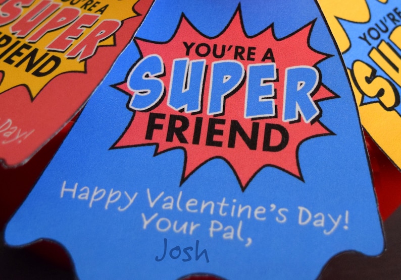 Super Hero Lollipop Valentine Tags