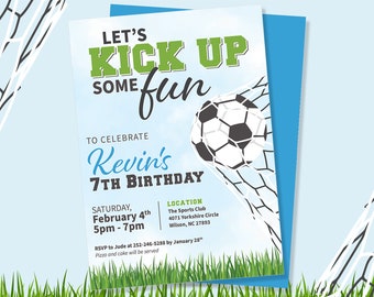 Soccer Party Birthday Invitation, Kid's Birthday Invitation, Children's Birthday Invitation, Birthday Invites