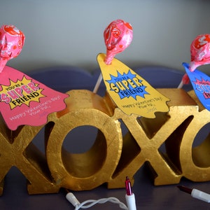 Super Hero Lollipop Valentine Tags