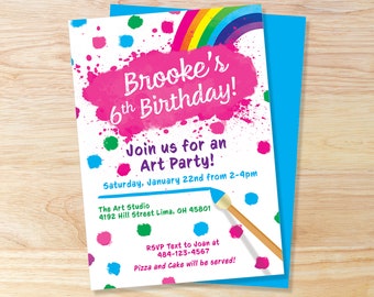 Painting Party Birthday Invitation, Kid's Birthday Invitation, Children's Birthday Invitation, Birthday Invites